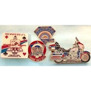 1988-2011 4 Honda Gold Wing road Rider Pins '88 & '98 Poker Run 2011 member pin+